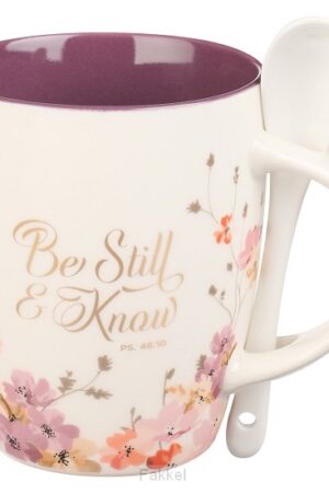 mug be still and know with spoon