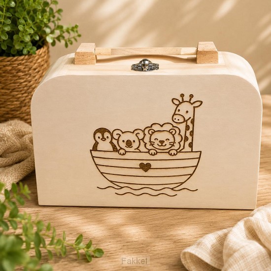 Wooden Suitcase Large, Noahs Ark