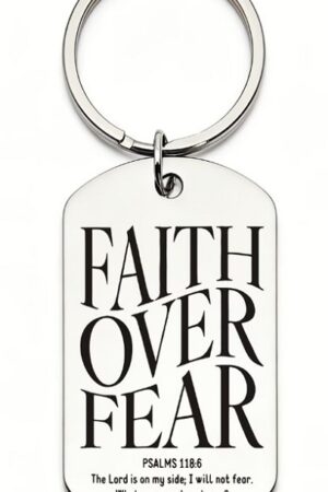 Keyring Metal ID Tag, Faith over fear