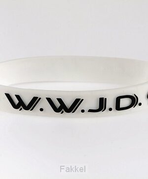 Armband Rubber, WWJD Duif Wit