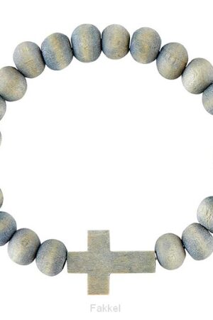 Wood Bracelet, Cross Dark Grey