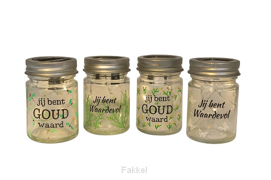 Glazen potje solar ass., Jj bent waardevol - Jij bent goud w