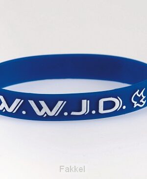 Armband blauw WWJD duif Silicone