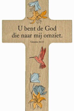 Houten kruisje, U bent de God die naar mij omziet