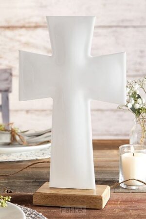 Enamel Cross, White Large