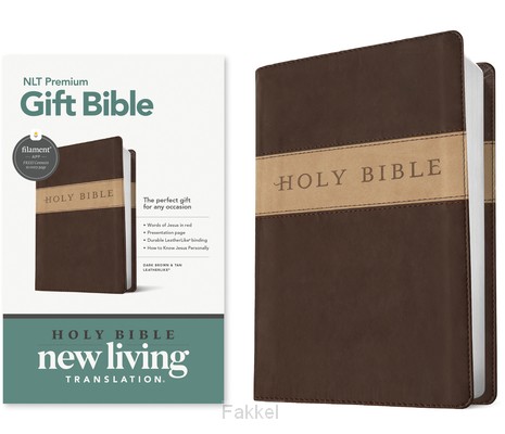 Brown Tan, Leatherlook, NLT Premium Gift Bible, Filament