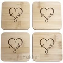 Coasterset (4) square 9,5 cm, Faith