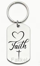Keyring Metal Heart Faith Cross